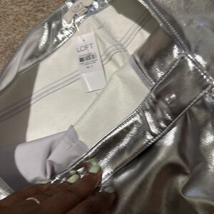 Silver faux leather mini